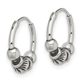 Sterling Silver Antiqued Beaded Endless Hoop Earrings - QE-3F74AD15-4595