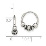 Sterling Silver Antiqued Beaded Endless Hoop Earrings - QE-3F74AD15-4595