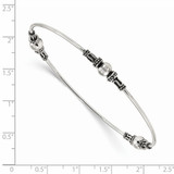 Sterling Silver Antiqued Beaded Slip On Bangle