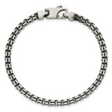 Sterling Silver Antiqued Brushed 4.00mm Fancy Box Link 7.75 inch Bracelet