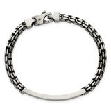 Sterling Silver Antiqued Brushed Fancy Box Link 6.00 x 48mm Rectangle Plate 8 inch ID Bracelet