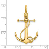 14K 3-D Anchor W/Long T Bar and Shackle Bail Charm