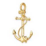 14K 3-D Anchor W/Long T Bar and Shackle Bail Charm