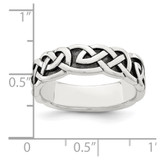 Sterling Silver Antiqued Celtic Knot Band - QR-0CEB2B89-6020