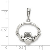 Sterling Silver Antiqued Claddagh Pendant - QC-C436A1B3-1326