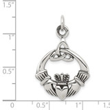 Sterling Silver Antiqued Claddagh Pendant - QC-D9BAFCC0-6776
