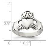 Sterling Silver Antiqued Claddagh Ring - QR-4B11F75F-9403