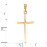 14K 3-D and Polished Stick Cross Pendant