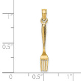 14K 3-D and Polished Table Fork Charm