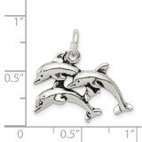 Sterling Silver Antiqued Dolphin Charm
