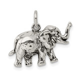 Sterling Silver Antiqued Elephant Charm - QC-E128795F-7526