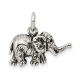 Sterling Silver Antiqued Elephant Charm - QC-F9FE7F18-4687