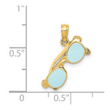 14K 3D Aqua Enameled Sunglasses Pendant