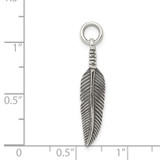 Sterling Silver Antiqued Feather Charm - QC-87B7218B-6366
