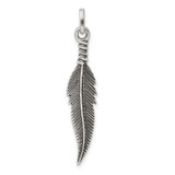 Sterling Silver Antiqued Feather Pendant - QC-7F28B3B8-9745