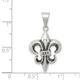 Sterling Silver Antiqued Fleur De lis Pendant