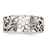 Sterling Silver Antiqued Floral Toe Ring - QR-65037BDB-9560