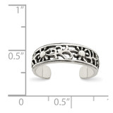 Sterling Silver Antiqued Floral Toe Ring - QR-D55F3717-3595