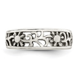 Sterling Silver Antiqued Floral Toe Ring - QR-D55F3717-3595