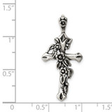 Sterling Silver Antiqued Flowered Cross Pendant