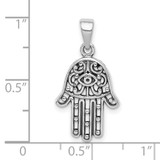 Sterling Silver Antiqued Hamsa Pendant - QC-CAE58C99-4323