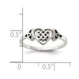 Sterling Silver Antiqued Heart with Celtic Knot Ring - QR-588E7937-2558