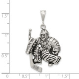 Sterling Silver Antiqued Hockey Player Charm - QC-2022DF3D-2030