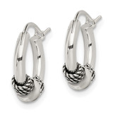 Sterling Silver Antiqued Hoop Earrings - QE-77330BE4-5956