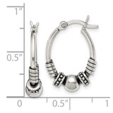 Sterling Silver Antiqued Hoop Earrings - QE-FCA306BD-6368