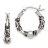 Sterling Silver Antiqued Hoop Earrings - QE-FCF911D9-7178