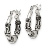 Sterling Silver Antiqued Hoop Earrings - QE-FCF911D9-7178