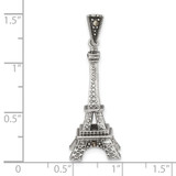 Sterling Silver Antiqued Marcasite 3-D Eiffel Tower Pendant