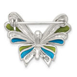 Sterling Silver Antiqued Marcasite with Green and Blue Epoxy Butterfly Pin