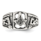 Sterling Silver Antiqued Masonic Ring - QR-AB9FD28A-2921