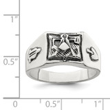 Sterling Silver Antiqued Masonic Ring - QR-DDBF6823-6015