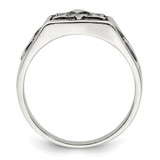 Sterling Silver Antiqued Masonic Ring - QR-FDFFB6DD-9924