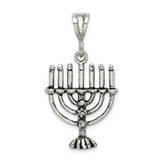 Sterling Silver Antiqued Menorah Charm - QC-765BF367-9038