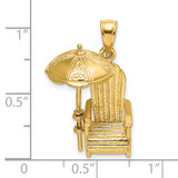 14K 3-D Beach Chair w/ Umbrella Charm - K7-65FAF03B-7634