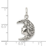 Sterling Silver Antiqued Moon Charm - QC-8601C045-1070