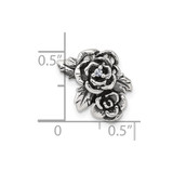 Sterling Silver Antiqued Polished CZ Flowers Chain Slide Pendant