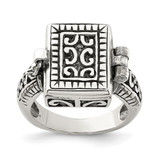 Sterling Silver Antiqued Rectangular Locket Ring - QR-C1CF2E30-1116