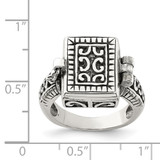 Sterling Silver Antiqued Rectangular Locket Ring - QR-C1CF2E30-1116