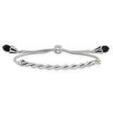 Sterling Silver Antiqued Reflections Black Crystal Adjustable Bracelet
