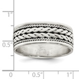 Sterling Silver Antiqued Rope Design Ladie's Ring - QR-BF76CC67-5009