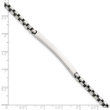Sterling Silver Antiqued Round Box Chain 8 Inch ID Bar Mens Bracelet