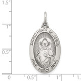 Sterling Silver Antiqued Sacred Heart of Jesus Medal - QC-183B4632-8797