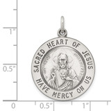 Sterling Silver Antiqued Sacred Heart of Jesus Medal - QC-418C837A-9683
