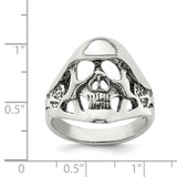 Sterling Silver Antiqued Skull Ring - QR-899F1F7A-5039
