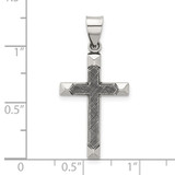 Sterling Silver Antiqued Solid Textured Cross Pendant - QC-505A2926-4116