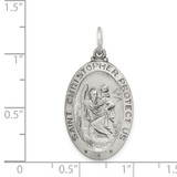 Sterling Silver Antiqued St. Christopher Baseball Medal - QC-A408E33B-6501